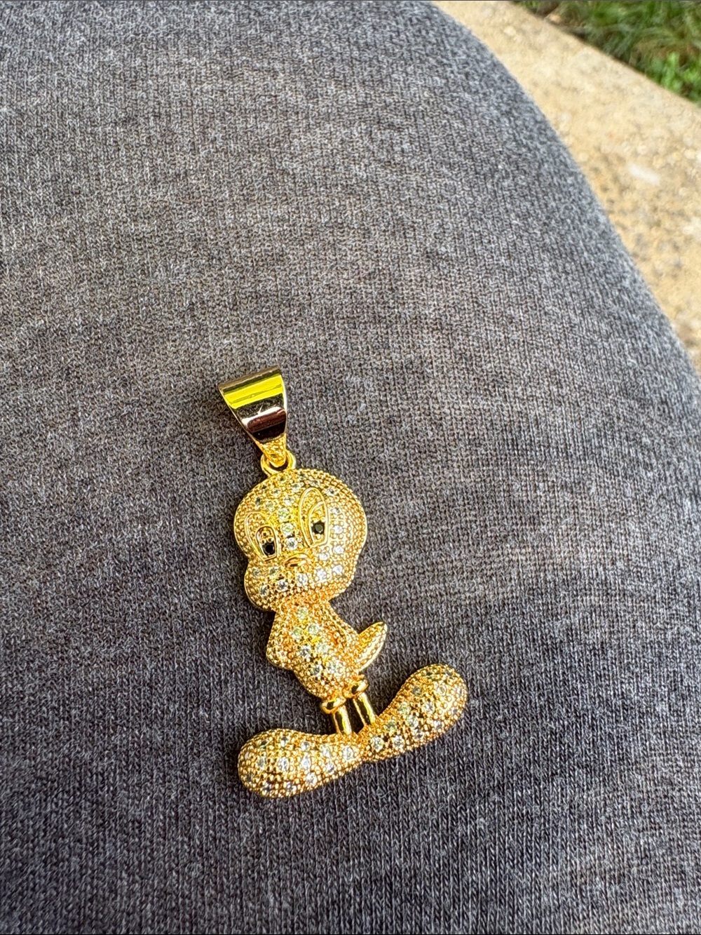 Gold Crystal Tweety Bird Pendant Necklace Charm - Women Jewelry